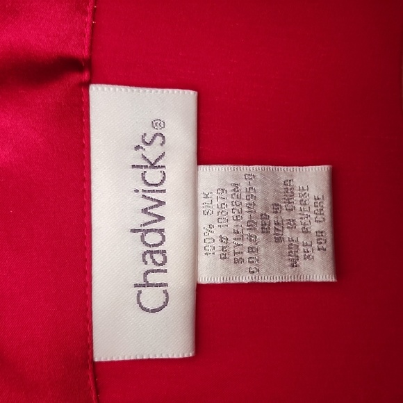 Chadwicks red silk blouse women's 10 - Picture 3 of 4